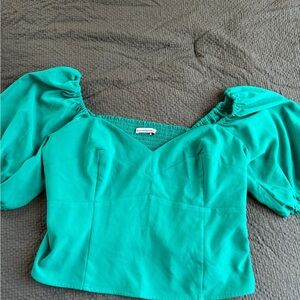 Abercrombie & Fitch Teal Puff Sleeve Blouse